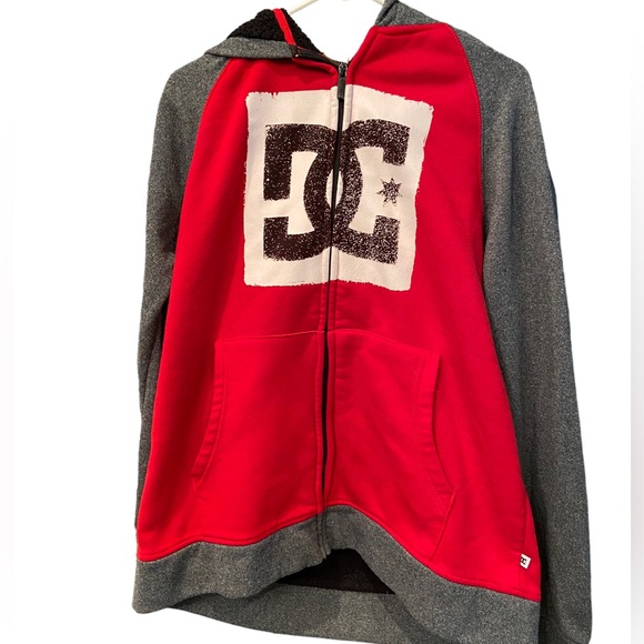 DC Shirts Dc Shoes Red Gray Y2k Full Zip Mens Skate Hoodie Xl Minty